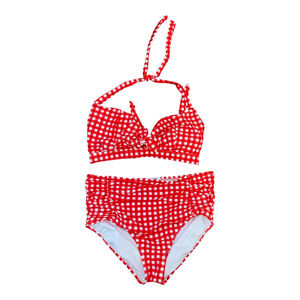 Crown And Ivy High Cut Red And White Gingham Two Piece Swimsuit XL